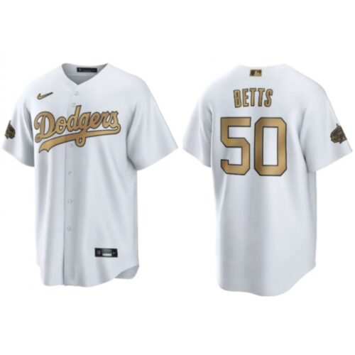 68635d63d3c93_1 Men's Los Angeles Dodgers #50 Mookie Betts 2022 All-Star White Cool Base Stitched Baseball Jersey