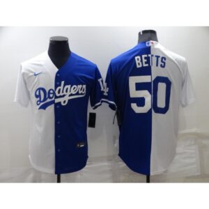 68635d7de78d0_1 Men's Los Angeles Dodgers #50 Mookie Betts White/Blue Split Cool Base Stitched Baseball Jersey