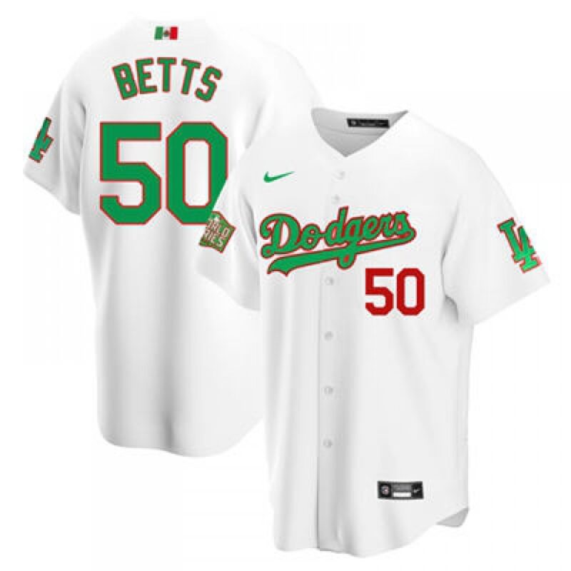 68635d848993e_1 Men's Los Angeles Dodgers #50 Mookie Betts White Green Mexico 2020 World Series Stitched Jersey