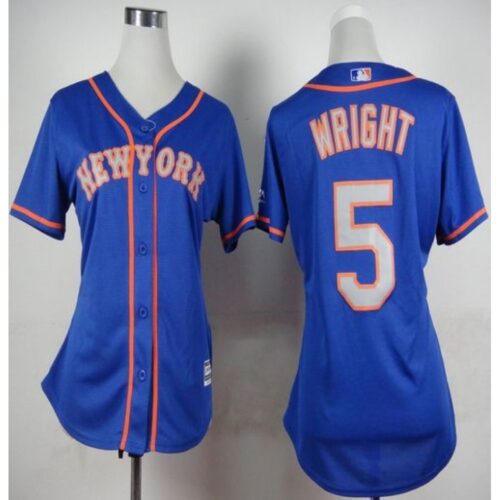 68635e369a19c_1 Mets #5 David Wright Blue(Grey NO.) Alternate Road Women's Stitched MLB Jersey