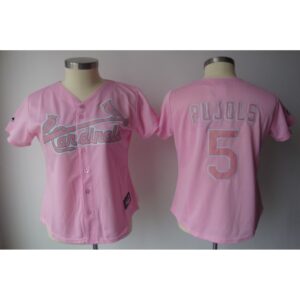 68635e5bcbf18_1 Cardinals #5 Albert Pujols Pink Women's Fashion Stitched MLB Jersey