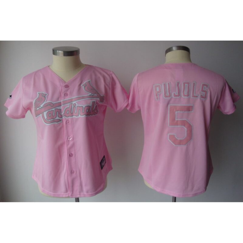 68635e5bcbf18_1 Cardinals #5 Albert Pujols Pink Women's Fashion Stitched MLB Jersey
