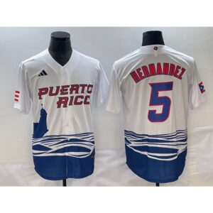 68635e6241bcf_1 Men's Puerto Rico Baseball #5 Enrique Hernandez 2023 White World Baseball Classic Stitched Jersey