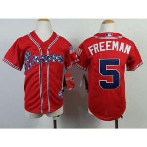 68635e715bda7_1 Braves #5 Freddie Freeman Red Cool Base Stitched Youth MLB Jersey