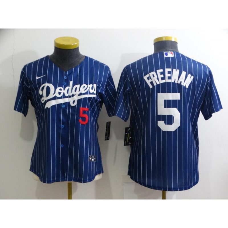 68635e79927b9_1 Women's Los Angeles Dodgers #5 Freddie Freeman Blue Stitched Baseball Jersey(Run Small)