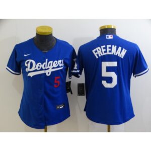 68635e81c5407_1 Women's Los Angeles Dodgers #5 Freddie Freeman Royal Cool Base Stitched Baseball Jersey(Run Small)