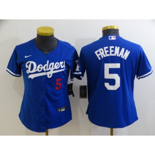 68635e81c5407_1 Women's Los Angeles Dodgers #5 Freddie Freeman Royal Cool Base Stitched Baseball Jersey(Run Small)