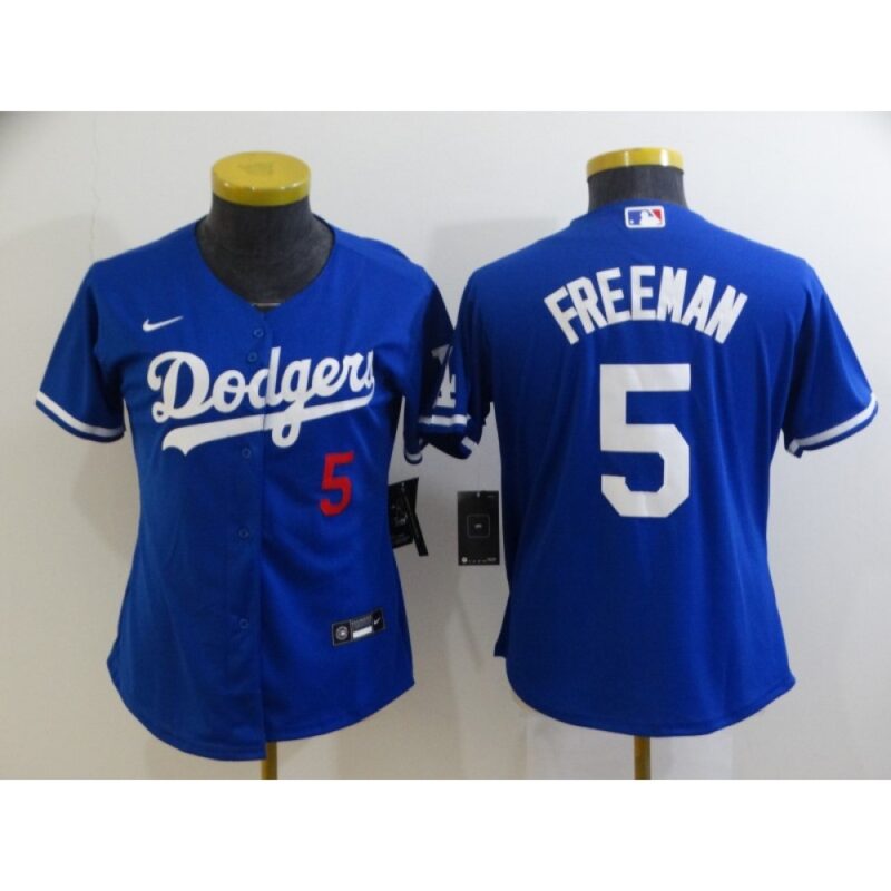 68635e81c5407_1 Women's Los Angeles Dodgers #5 Freddie Freeman Royal Cool Base Stitched Baseball Jersey(Run Small)