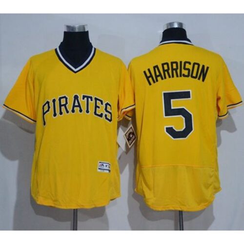 68635ef1810bd_1 Pirates #5 Josh Harrison Gold Flexbase Authentic Collection Cooperstown Stitched MLB Jersey