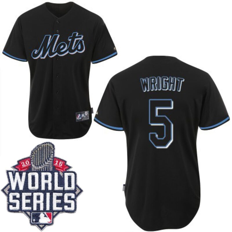68635f0fe2782_1 Mets #5 David Wright Black Fashion W/2015 World Series Patch Stitched MLB Jersey