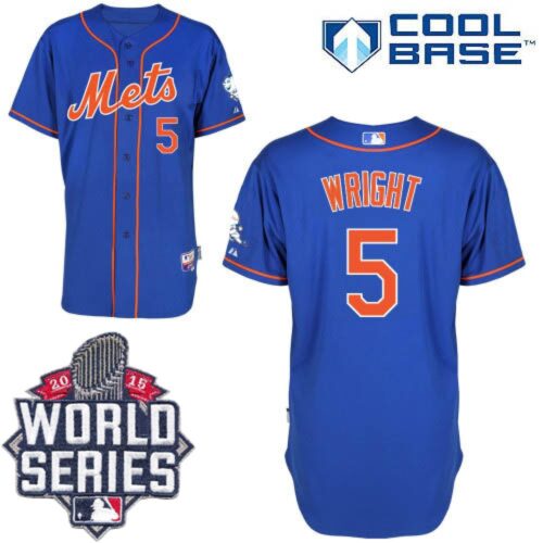 68635f2c62617_1 Mets #5 David Wright Blue Alternate Home Cool Base W/2015 World Series Patch Stitched MLB Jersey