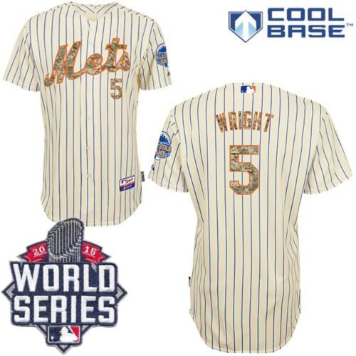 68635f4163260_1 Mets #5 David Wright Cream(Blue Strip) USMC Cool Base W/2015 World Series Patch Stitched MLB Jersey