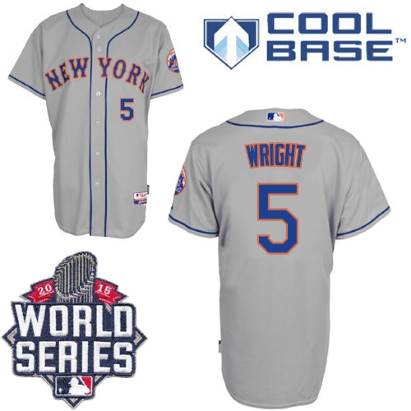 68635f4f506b1_1 Mets #5 David Wright Grey W/2015 World Series Patch Stitched MLB Jersey