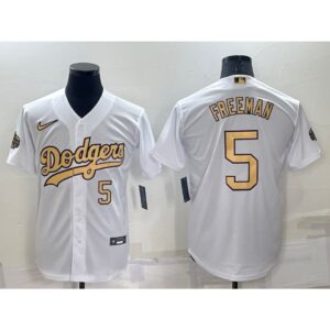 68635f91ea31c_1 Men's Los Angeles Dodgers #5 Freddie Freeman 2022 All-Star White Cool Base Stitched Baseball Jersey
