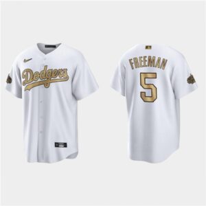 68635f959d0ff_1 Men's Los Angeles Dodgers #5 Freddie Freeman 2022 All-Star White Cool Base Stitched Baseball Jersey