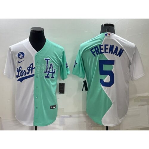68635fa424d38_1 Men's Los Angeles Dodgers #5 Freddie Freeman 2022 All-Star White/Green Cool Base Stitched Baseball Jersey