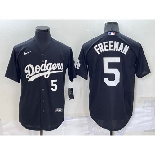 68635fc8aab48_1 Men's Los Angeles Dodgers #5 Freddie Freeman Black Cool Base Stitched Baseball Jersey