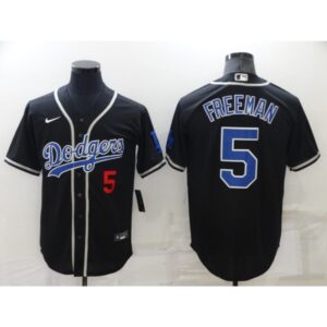 68635fcbe90b1_1 Men's Los Angeles Dodgers #5 Freddie Freeman Black Cool Base Stitched Baseball Jersey