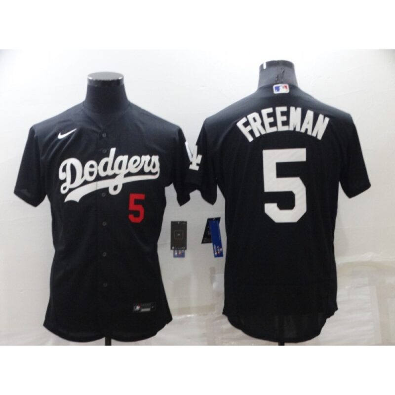 68635fd2a76a1_1 Men's Los Angeles Dodgers #5 Freddie Freeman Black Flex Base Stitched Jersey