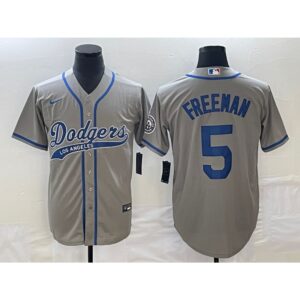 68635fe35d991_1 Men's Los Angeles Dodgers #5 Freddie Freeman Gray Cool Base Stitched Baseball Jersey