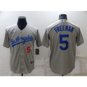 68635ff042330_1 Men's Los Angeles Dodgers #5 Freddie Freeman Grey Cool Base Stitched Baseball Jersey