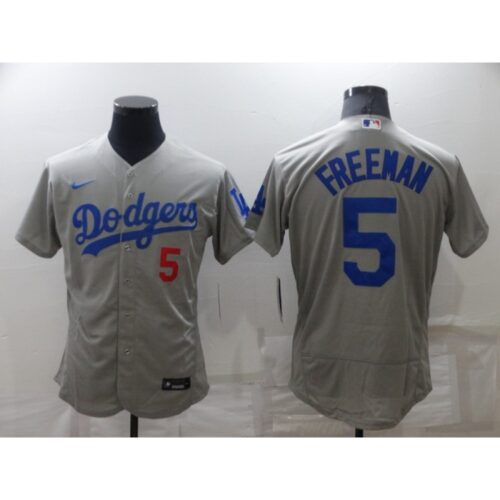 68635ff67a8b7_1 Men's Los Angeles Dodgers #5 Freddie Freeman Grey Flex Base Stitched Jersey