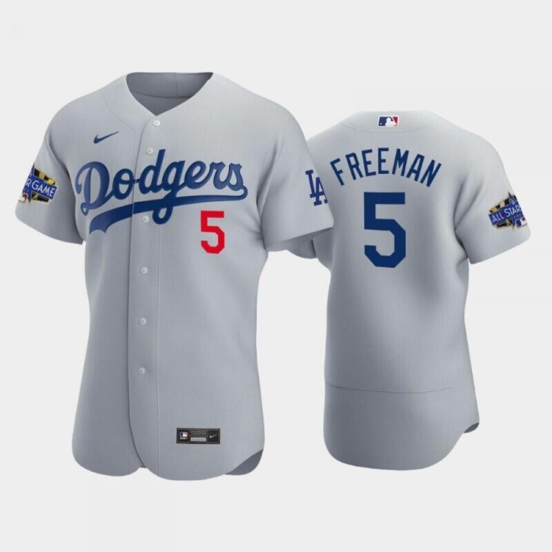 68635ff9e33a8_1 Men's Los Angeles Dodgers #5 Freddie Freeman Grey 2022-23 All-Star Game Flex Base Stitched Baseball Jersey