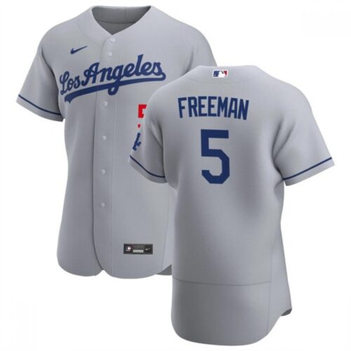68635ffd28f00_1 Men's Los Angeles Dodgers #5 Freddie Freeman Grey Flex Base Stitched Jersey