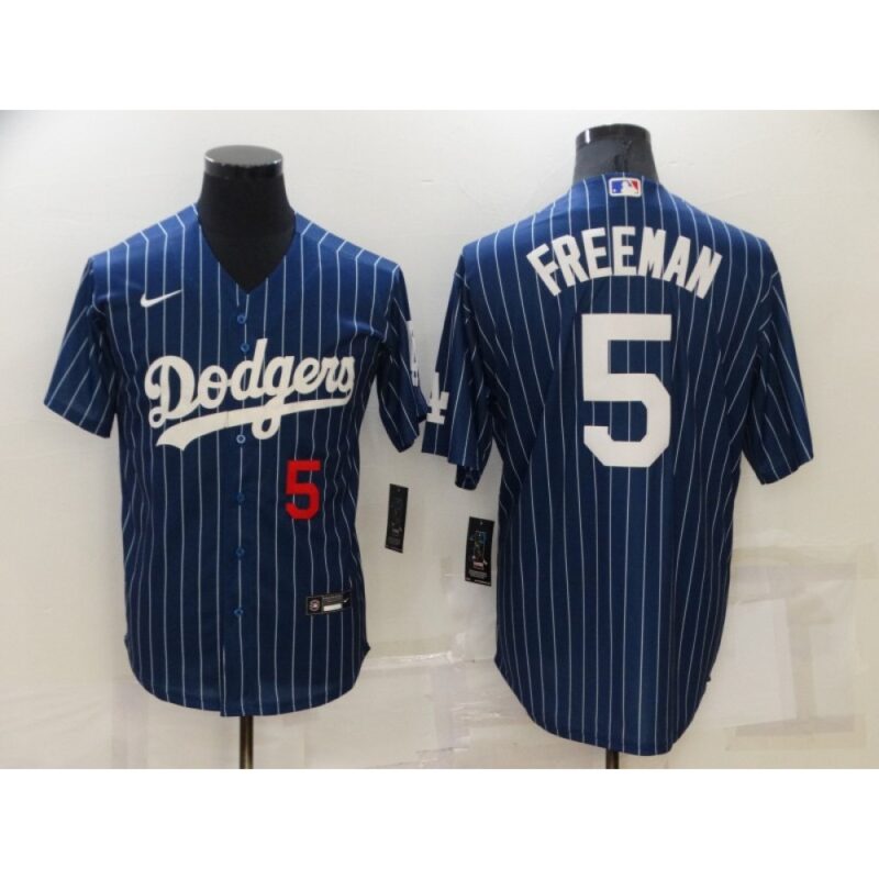 686360119186f_1 Men's Los Angeles Dodgers #5 Freddie Freeman Navy Cool Base Stitched Jersey