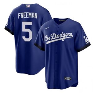 68636029a8be5_1 Men's Los Angeles Dodgers #5 Freddie Freeman Royal City Connect Cool Base Stitched Baseball Jersey