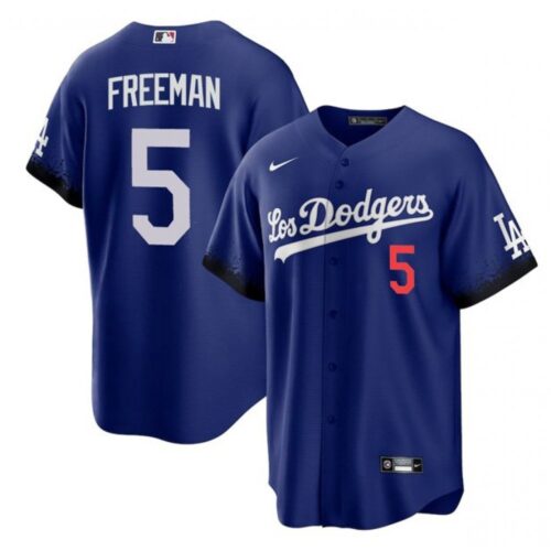 6863602cf2d4b_1 Men's Los Angeles Dodgers #5 Freddie Freeman Royal City Connect Cool Base Stitched Baseball Jersey