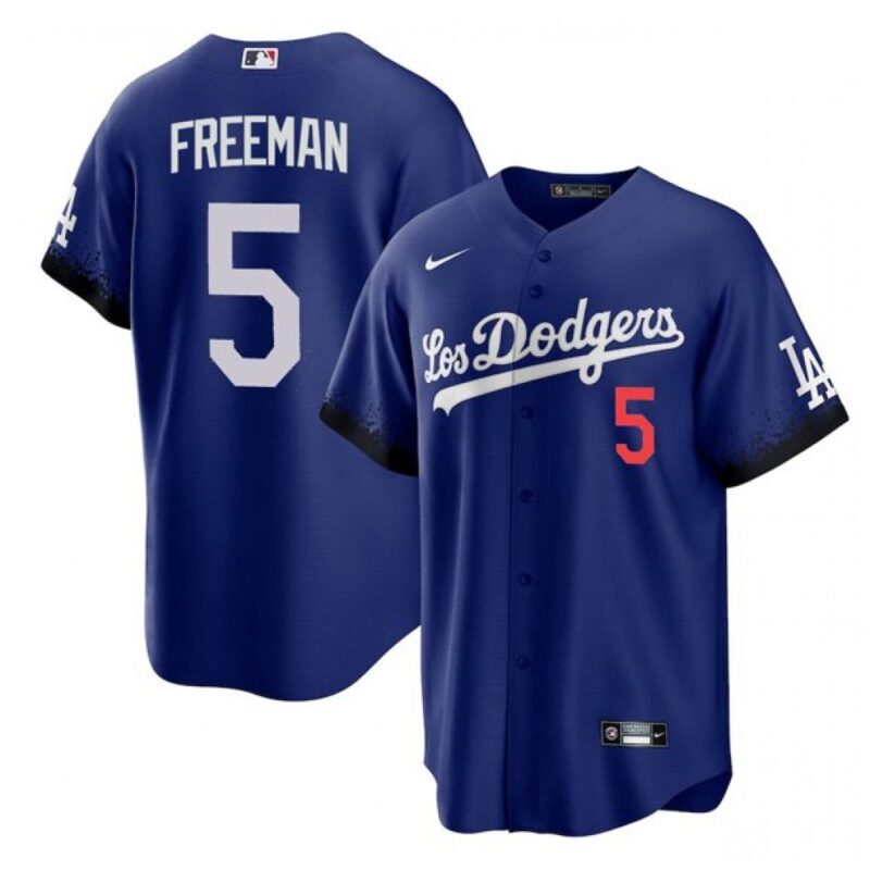 6863602cf2d4b_1 Men's Los Angeles Dodgers #5 Freddie Freeman Royal City Connect Cool Base Stitched Baseball Jersey