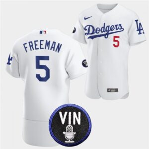 6863603d4c5a8_1 Men's Los Angeles Dodgers #5 Freddie Freeman 2022 White Vin Scully Patch Flex Base Stitched Baseball Jersey