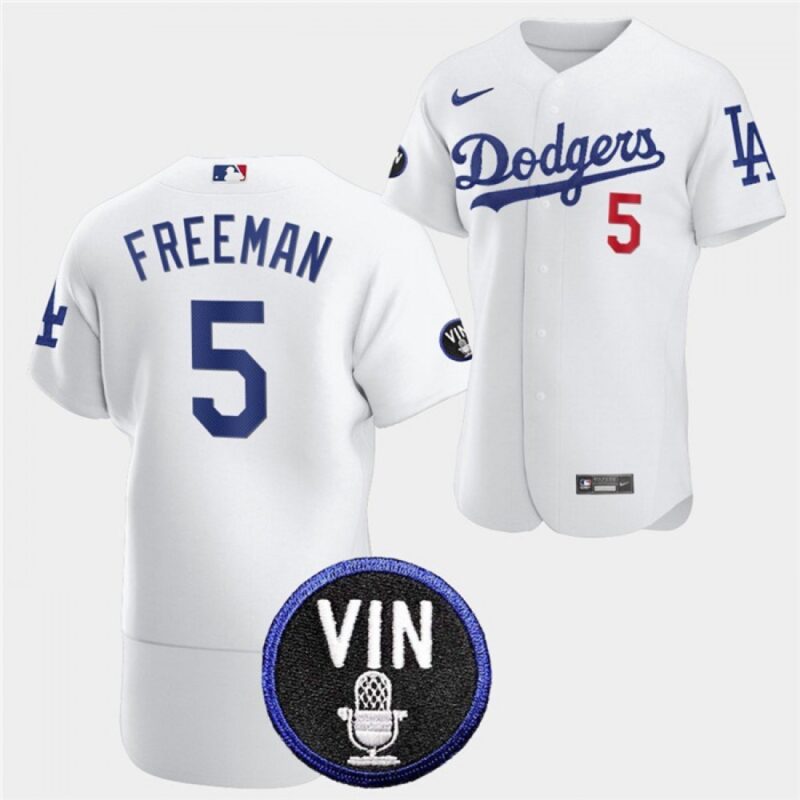 6863603d4c5a8_1 Men's Los Angeles Dodgers #5 Freddie Freeman 2022 White Vin Scully Patch Flex Base Stitched Baseball Jersey