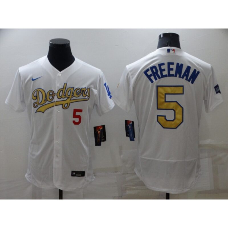68636043c4847_1 Men's Los Angeles Dodgers #5 Freddie Freeman White Gold Flex Base Stitched Jersey