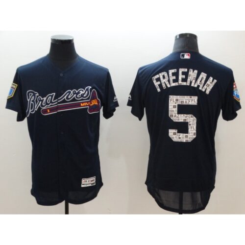686360ae75ca8_1 Men's Atlanta Braves #5 Freddie Freeman Navy 2018 Spring Training Flexbase Stitched MLB Jersey