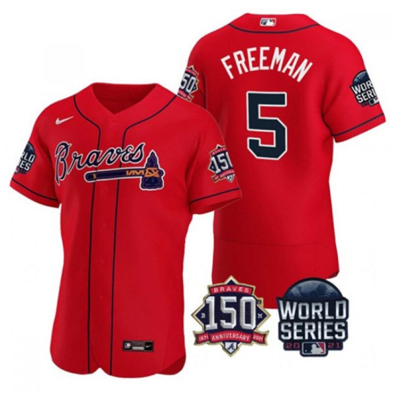 686360cd48799_1 Men's Atlanta Braves #5 Freddie Freeman 2021 Red World Series With 150th Anniversary Patch Stitched Baseball Jersey