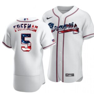 686360ebda2fb_1 Men's Atlanta Braves #5 Freddie Freeman White 2020 Stars & Stripes Flex Base Stitched Jersey