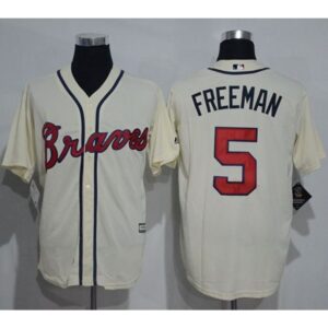 686360fd6d1bd_1 Braves #5 Freddie Freeman Cream New Cool Base Stitched MLB Jersey