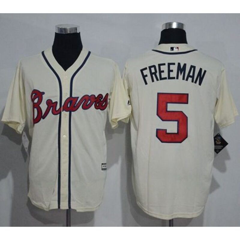 686360fd6d1bd_1 Braves #5 Freddie Freeman Cream New Cool Base Stitched MLB Jersey