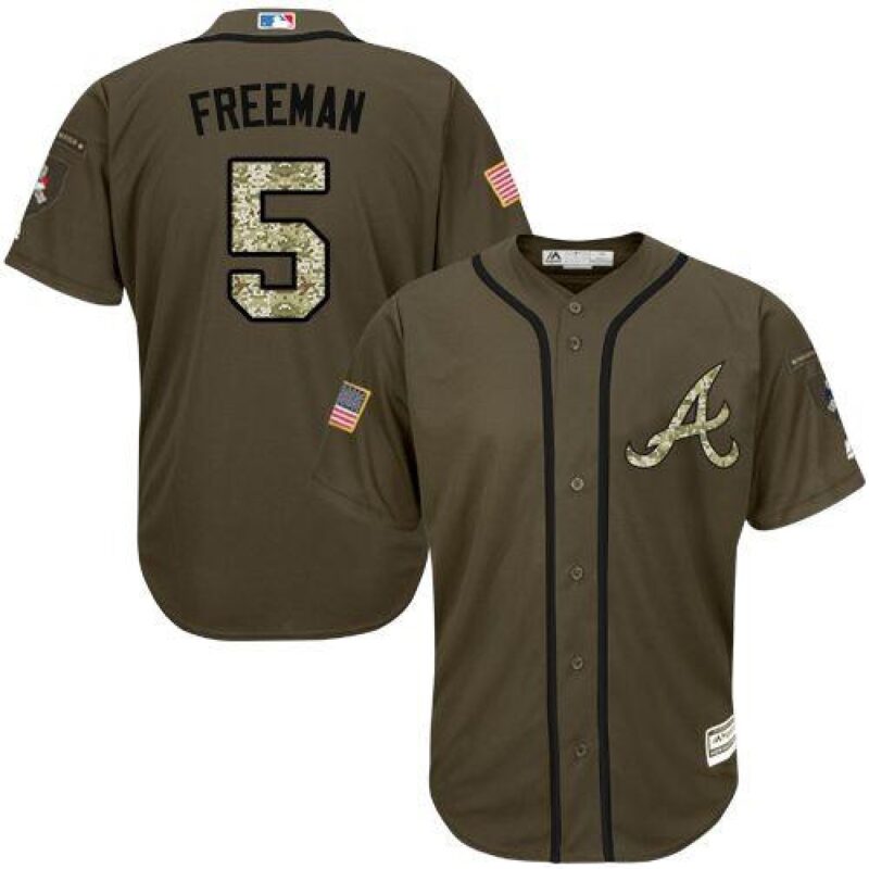 686361081f0c1_1 Braves #5 Freddie Freeman Green Salute to Service Stitched MLB Jersey