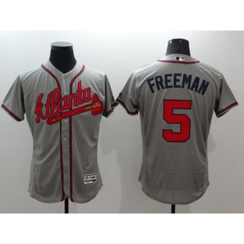 68636112ab175_1 Braves #5 Freddie Freeman Grey Flexbase Authentic Collection Stitched MLB Jersey