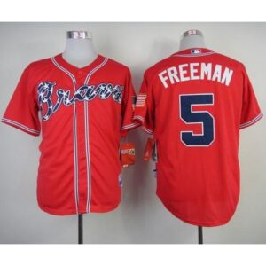 686361199571d_1 Braves #5 Freddie Freeman Red Cool Base Stitched MLB Jersey