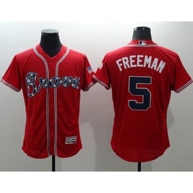 6863611d11170_1 Braves #5 Freddie Freeman Red Flexbase Authentic Collection Stitched MLB Jersey