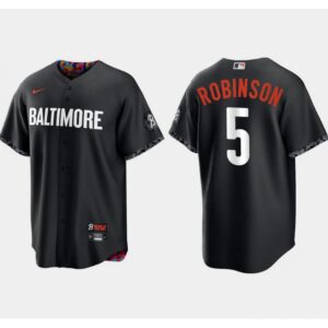 6863612de91fb_1 Men's Baltimore Orioles #5 Brooks Robinson Black 2023 City Connect Cool Base Stitched Baseball Jersey