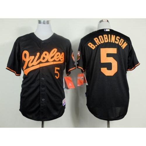686361311537d_1 Orioles #5 Brooks Robinson Black Cool Base Stitched MLB Jersey
