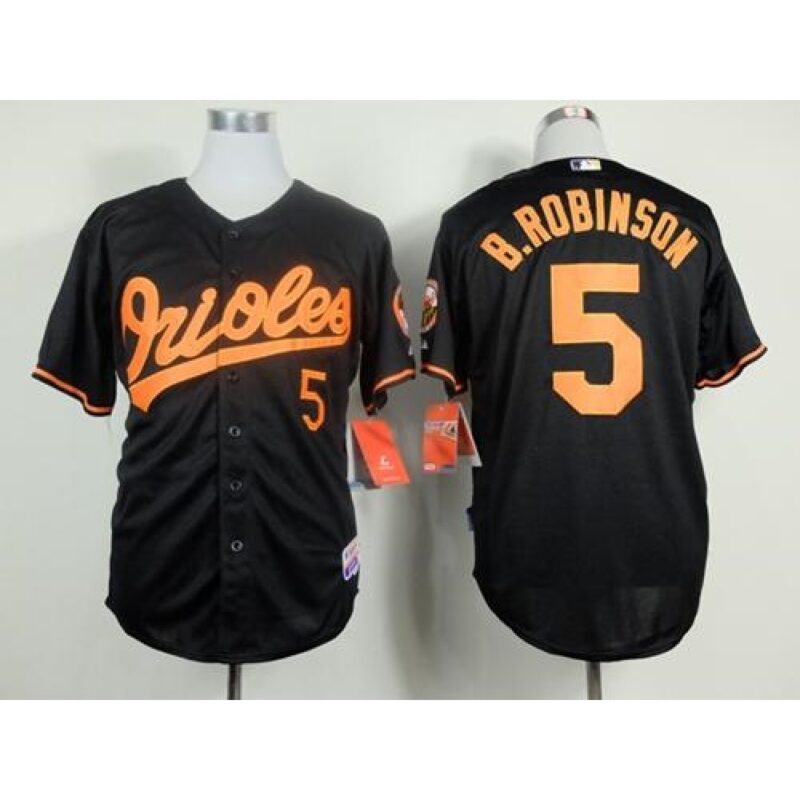 686361311537d_1 Orioles #5 Brooks Robinson Black Cool Base Stitched MLB Jersey