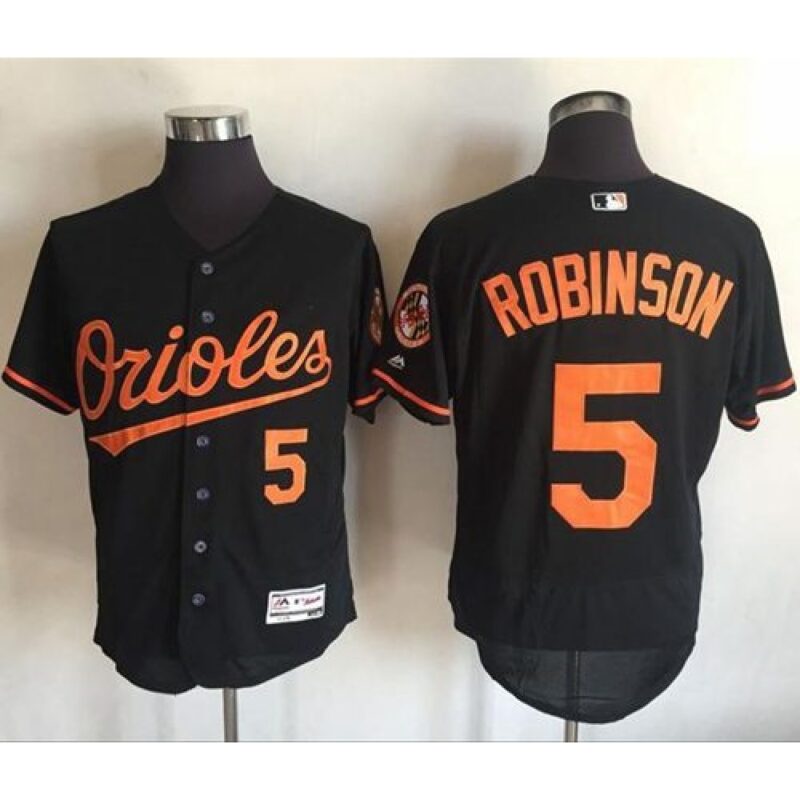 6863613435eae_1 Orioles #5 Brooks Robinson Black Flexbase Authentic Collection Stitched MLB Jersey