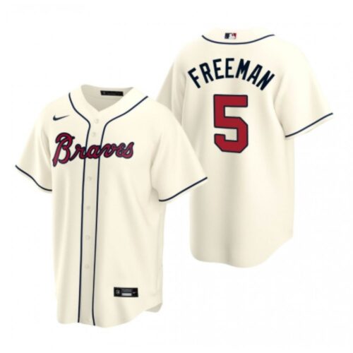 686361b717e68_1 Men's Atlanta Braves #5 Freddie Freeman Cream Cool Base Stitched Jersey