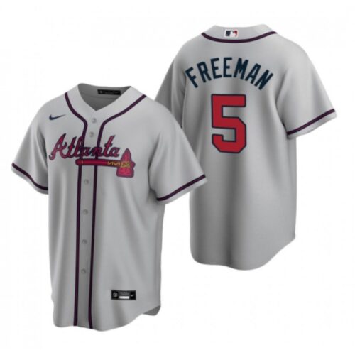 686361c78a639_1 Men's Atlanta Braves #5 Freddie Freeman Gray Cool Base Stitched Jersey